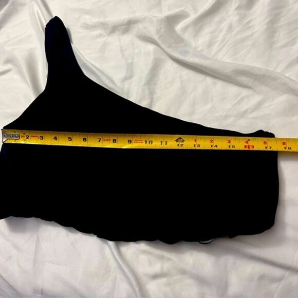 NWT Pull&Bear One Shoulder Crop Top | Black Asymmetrical Going Out Top | Large - Picture 3 of 9